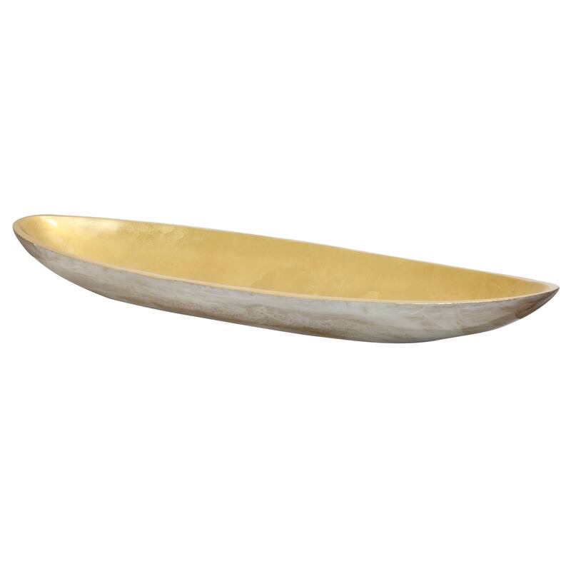 Harp & Finial Cella Tray - Pearl White Finish on Resin with Gold Leaf Interior