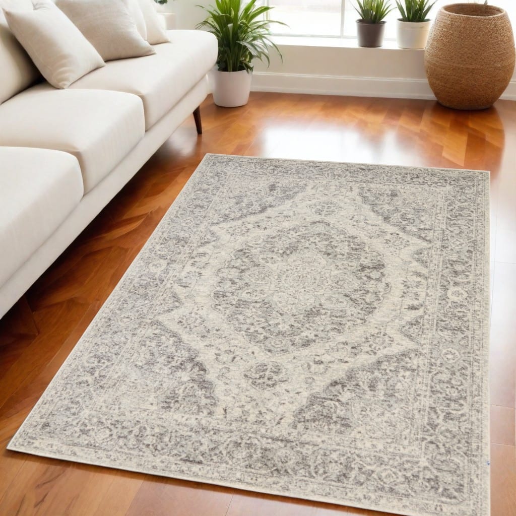 HomeRootsFloral Medallion Transitional Rectangle Area Rug - 87' X '63' X '0.5
