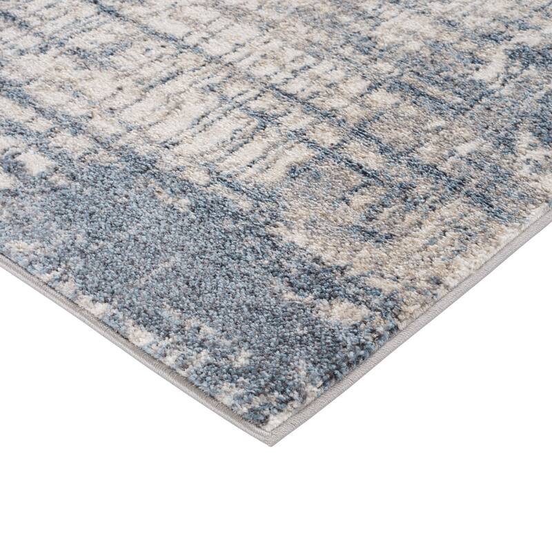 Avant Blue Abstract Power-Loom Area Rug 2' x 3'