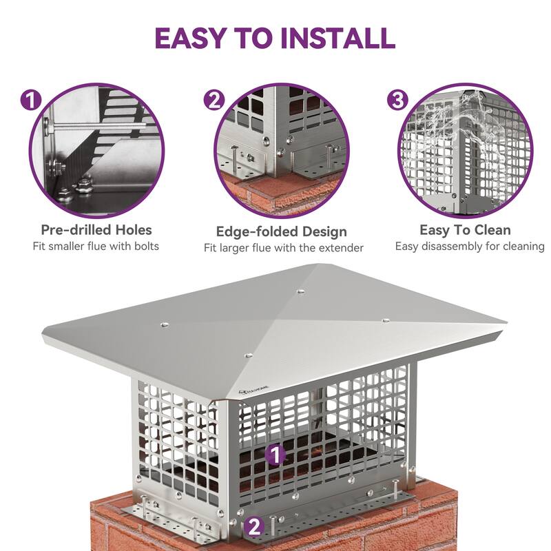 17" x 29" Chimney Cap with Adjustable Metal Strips