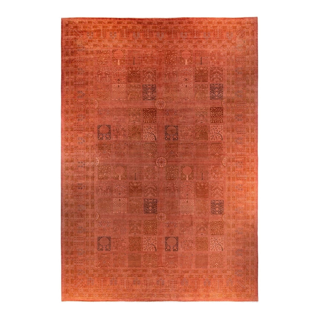 Overdyed, One-of-a-Kind Hand-Knotted Area Rug - Pink - 12' 4" x 16' 4"