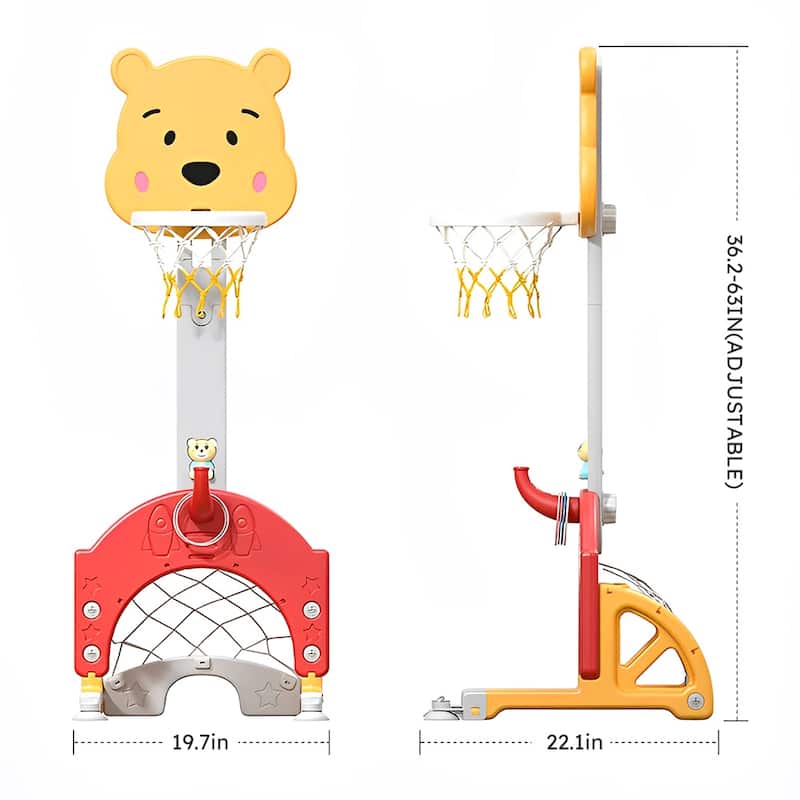 Cartoon Kids Toddler Basketball Stand 3-in-1 Indoor Activity Center