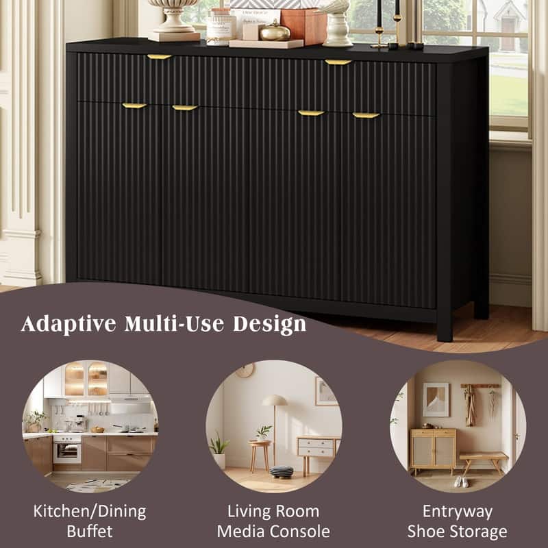 55.1" Modern Sideboard Cabinet with Adjustable Shelves and Aluminum Handles for Stylish Home Storage Solutions
