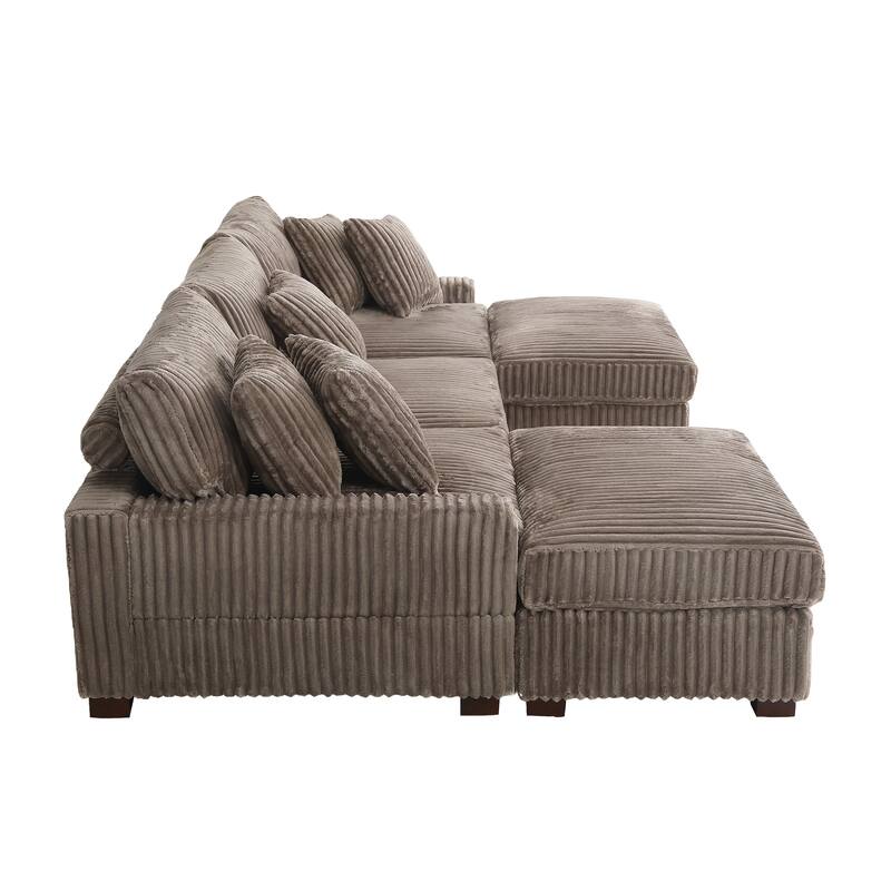 118.4"W Plush Modular Sectional Sofa with Pillows