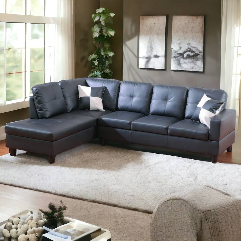 KISRAIS 103" Wide 2-Piece Vegan Leather Sectional Sofa