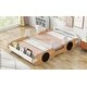 preview thumbnail 4 of 6, Fun Twin Racing Car Bed with Adjustable Backrest, Storage Rack, and Liftable Doors, Sturdy Wood Frame