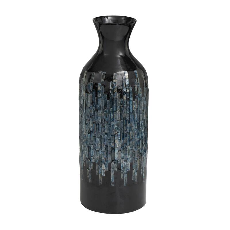 Capiz Shell Handmade Decorative Vase with Ombre Design - Black - Roche River Decor - Black - 8"W, 20"H