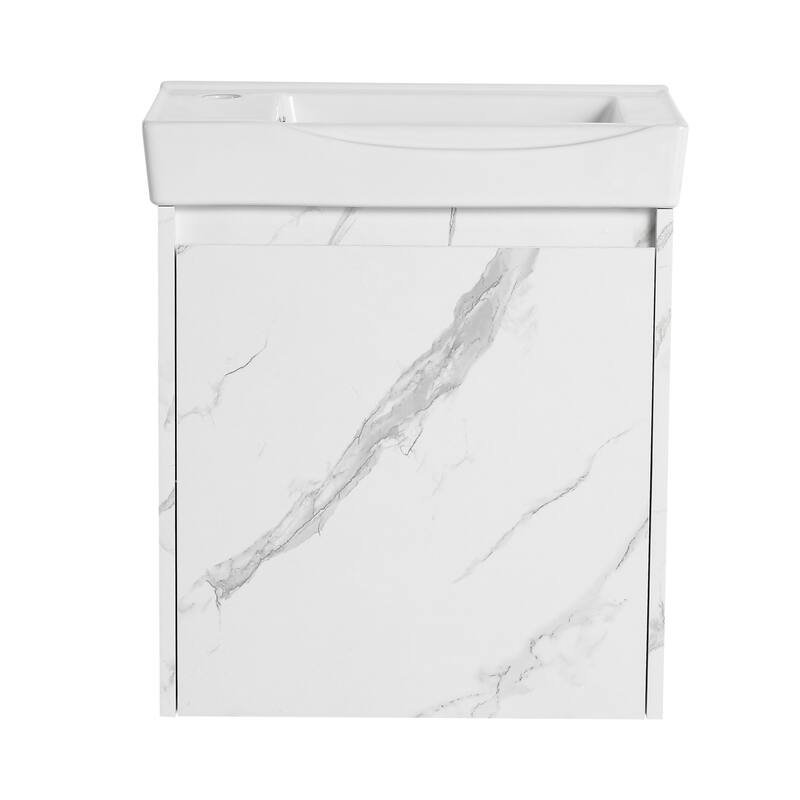 GDFStudio - Modern Minimalist Wall-Mounted Bathroom Vanity Set with Ceramic Sink & Soft Closing Door - 20"