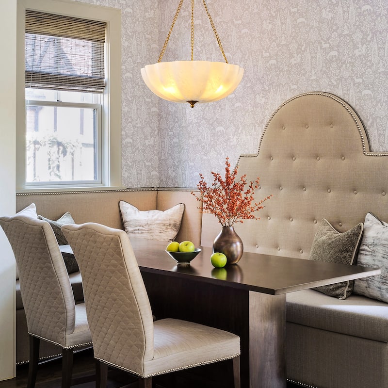 Elegant Gold and Glass Chandelier 3-Light Pendant Light Fixture with Frosted Dome Design