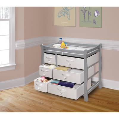 Sleigh Style Baby Changing Table with Six Baskets