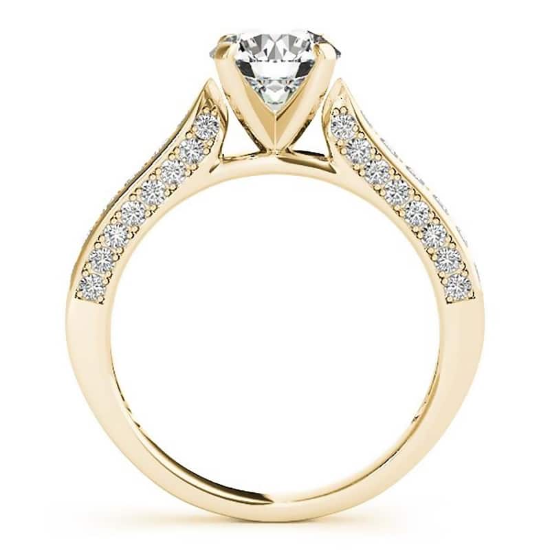 Auriya Classic 1/2ct Round Moissanite and 1/2ctw Diamond Engagement Ring 14K Gold