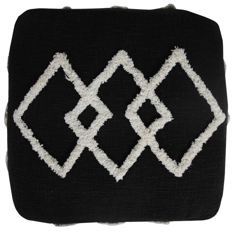 HomeRoots 18" Black 100% Cotton Ottoman