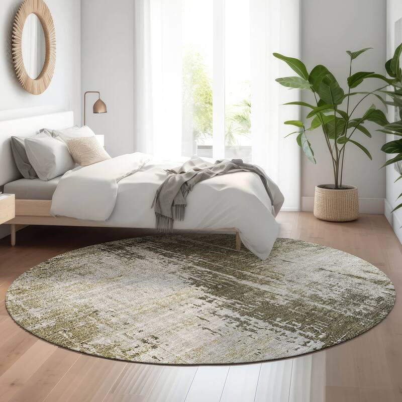 Premium Washable Super Soft Abstract Ombre Mayfield Rug - Brown - 8' x 8' - Round