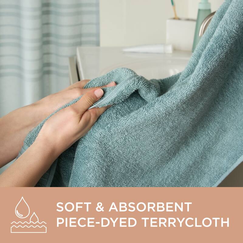 TOWN & COUNTRY EVERYDAY 6-Piece Assorted Solid Dobby Border Set, 2-Bath Towels, 2-Hand Towels, 2-Washcloths