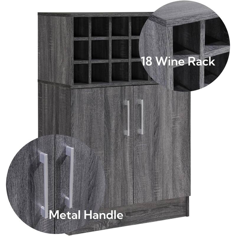 Wine Rack Storage, Kitchen Sideboard Buffet, Glass Holder and Drawers, 42.5''H