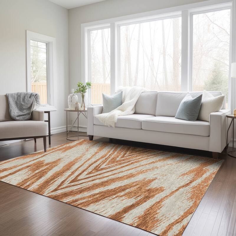 Machine Washable Indoor/ Outdoor Chantille Chevron Modern Rug