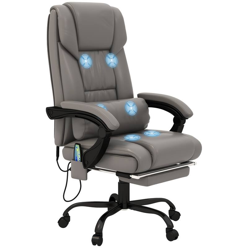 High Back Executive Office Chair 6 Point Vibration Massage Recliner Chair with Lumbar Support and Remote