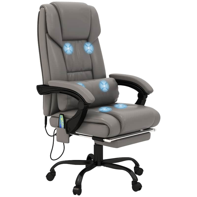 Vinsetto Office Desk Chair Recliner, Height Adjustable Movable Lumbar Support with 6-Point Vibrating Massage