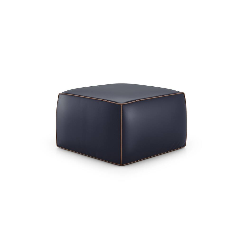 Pitt Ottoman in Leather Trim