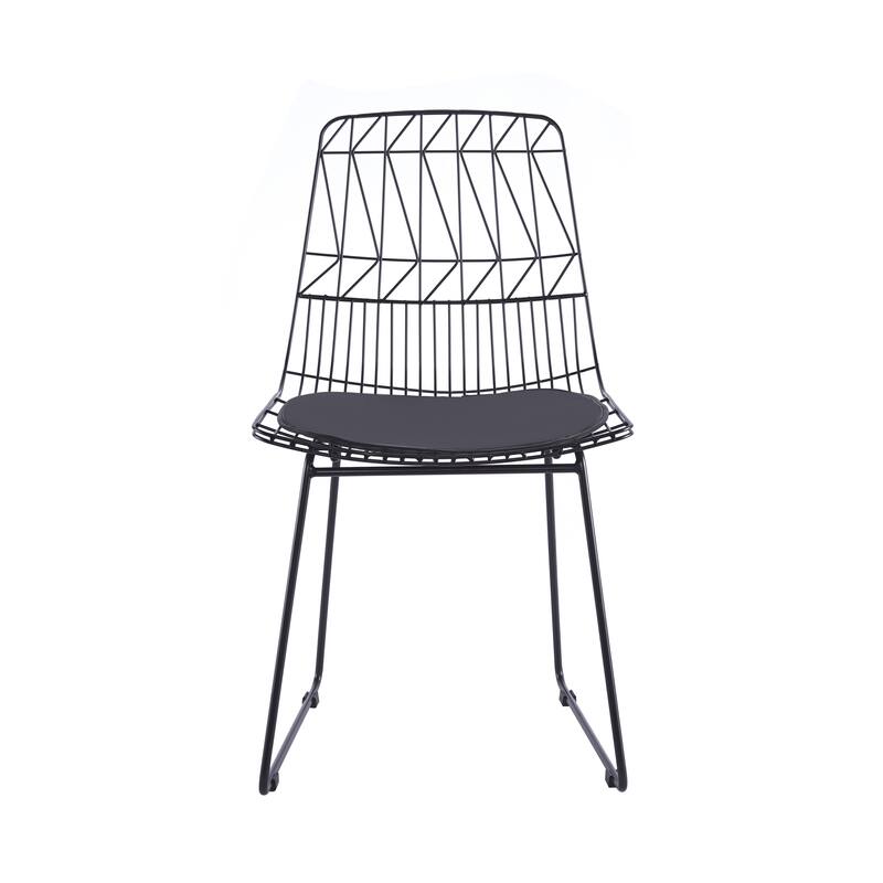 Porthos Home Yoshi Geometric Metal Dining Chairs with PU Leather Seat Pad, Set of 2
