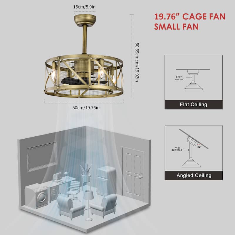 20 in. Smart Indoor 5 ABS Blades Ceiling Fan with Integrated LED with Remote Control (Bulb Not Included)
