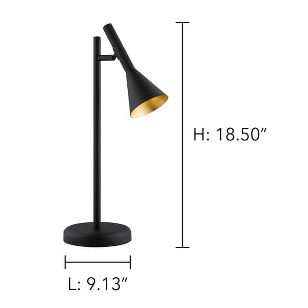 Chip Gezichtsvermogen landheer Eglo Cortaderas 1-Light Black Table Lamp with Black Exterior Gold Interior  - Overstock - 31809600