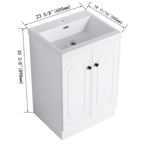 dimension image slide 4 of 9, BNK 24/30/36 inch Freestanding Single Sink Bathroom Vanity with Soft Close Door and Adjustable Shelf