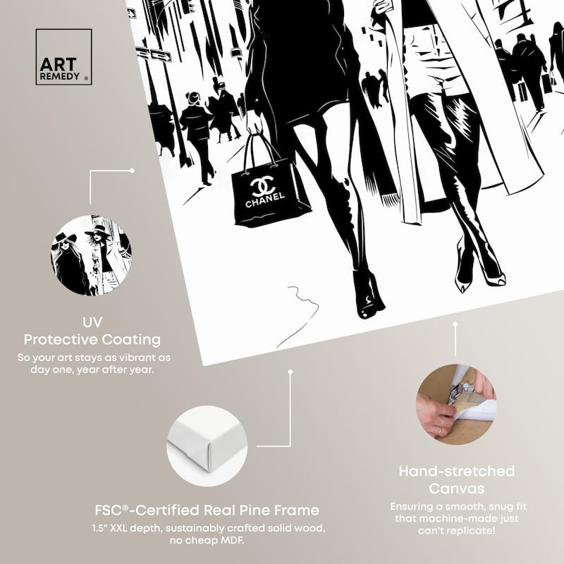 Shopping Gals Cover Canvas by Art Remedy, Gallery Wrapped