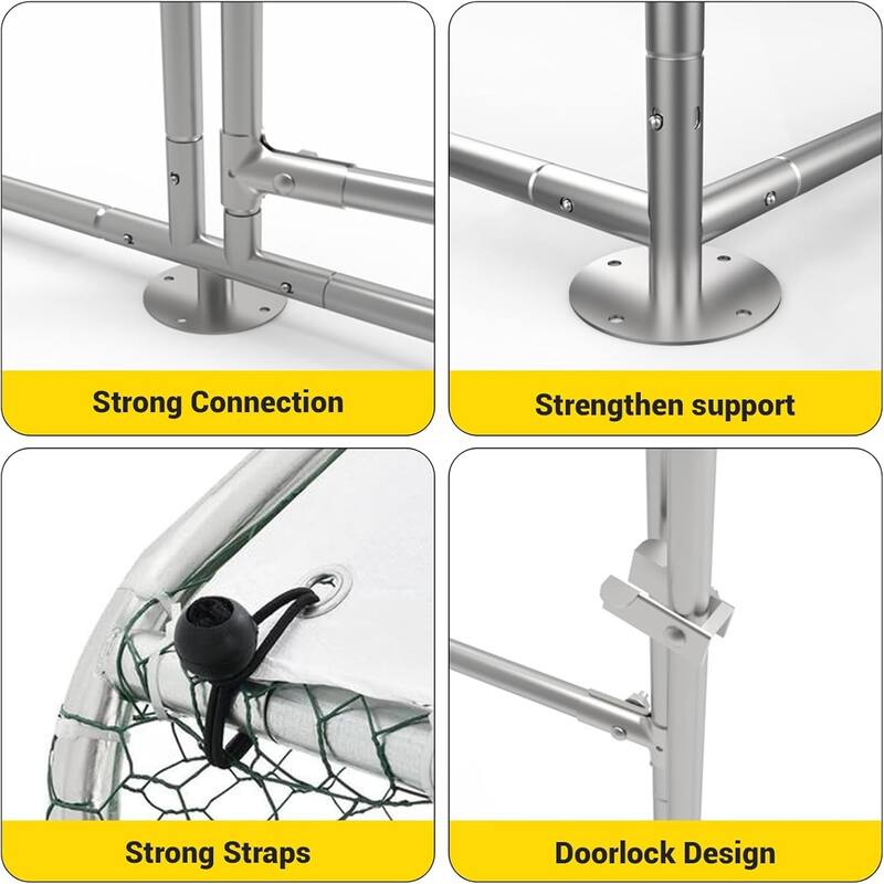 Metal Chicken Coop with Cover Large Walk-in Chicken Runs without ribs