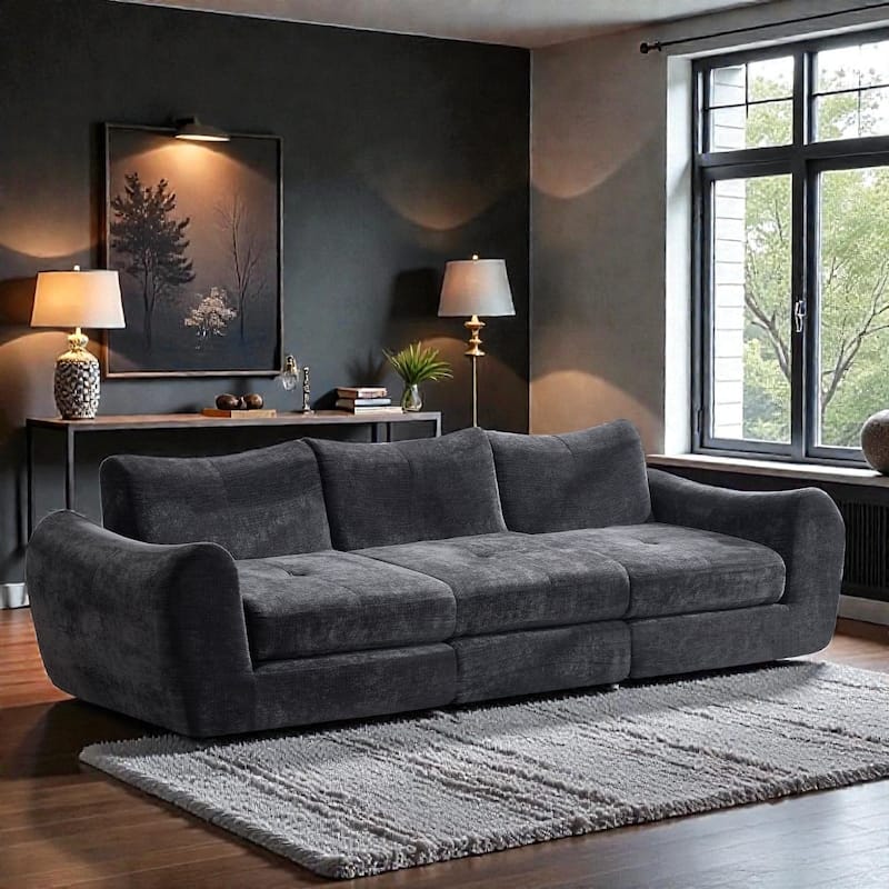 Modular Cloud Sofa, Convertible Folding Sofa Bed, 3-Seat Cushioned Sectional Couch for Living Room Bedroom