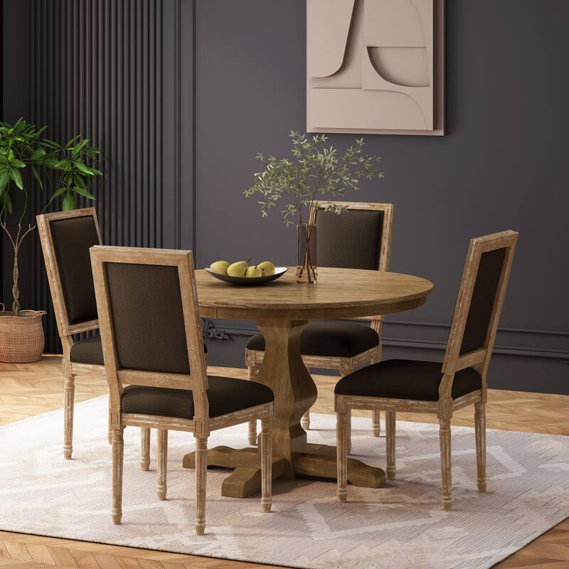 Remuda Upholstered 5 Piece Circular Dining Set by Christopher Knight Home - Natural/Brown