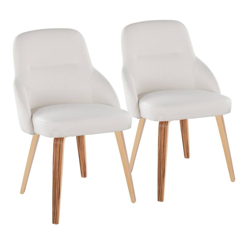 Carson Carrington Yvette Upholstered Chair with Zebra Bent Wood Legs (Set of 2) - White