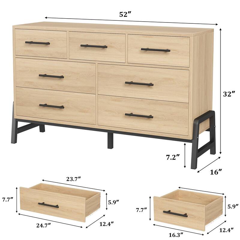 4/6/7 Drawer Dresser for Bedroom, Freestanding Wooden Storage Chest