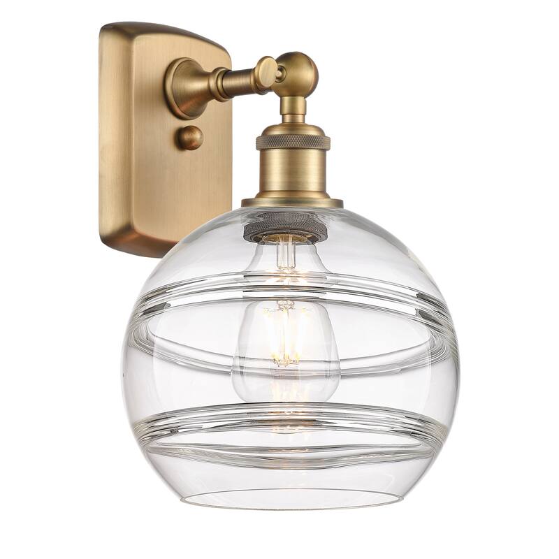 Innovations Lighting 516-1W-11-8 Rochester Sconce Rochester 11" Tall - Brushed Brass / Clear