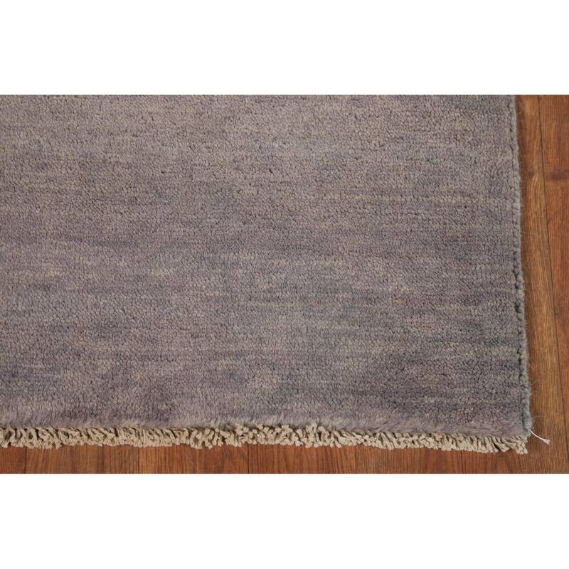 Gabbeh Modern Foyer Rug Handmade Grey Solid Wool Carpet - 2'10"x 3'11"
