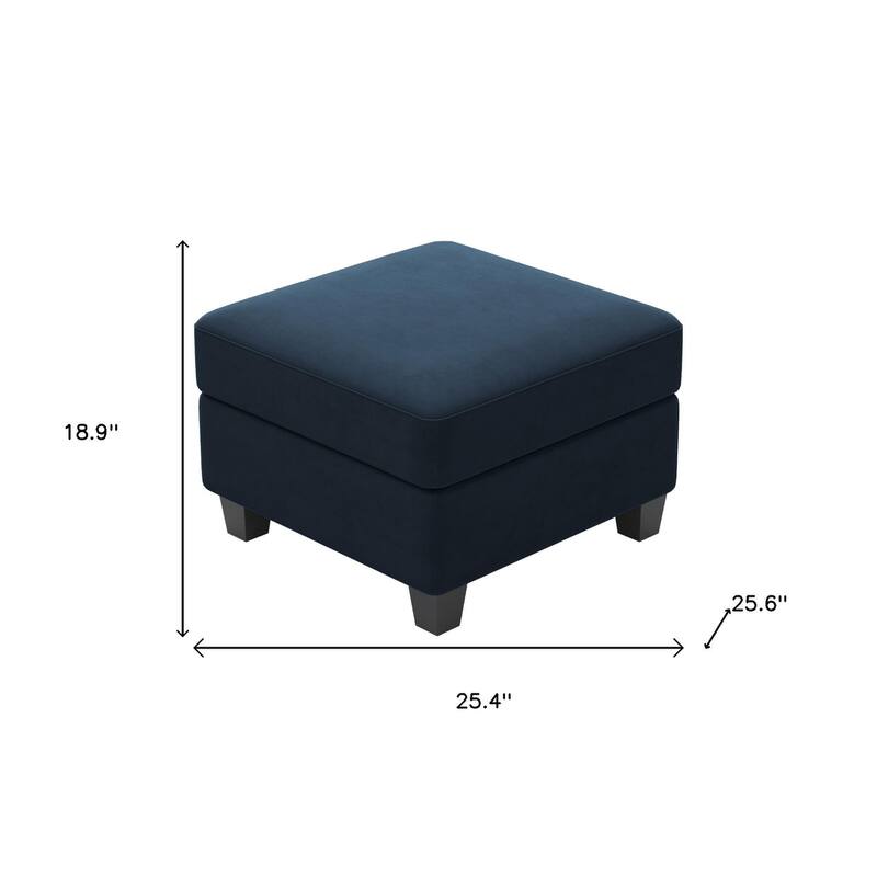 HomeRoots 25" Blue and Black Velvet Storage Ottoman