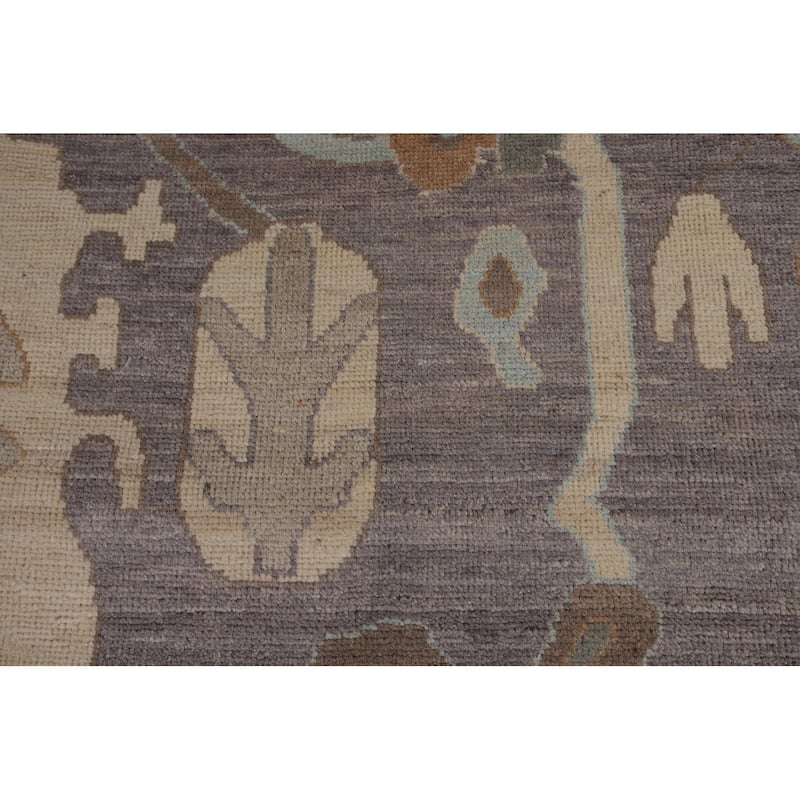 All-Over Gray Oushak Turkish Large Rug Hand-Knotted Wool Carpet - 10'3"x 13'10"