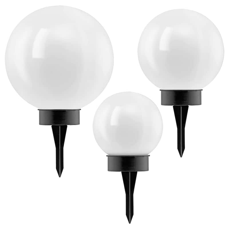 Solar Set of 3 Integrated LED Outdoor Path Lights Bed Bath