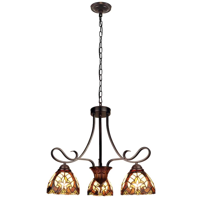 Tiffany Style Victorian Design 3-light Dark Bronze Chandelier - 20 inches high