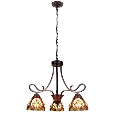 Tiffany Style Victorian Design 3-light Dark Bronze Chandelier - 20 inches high