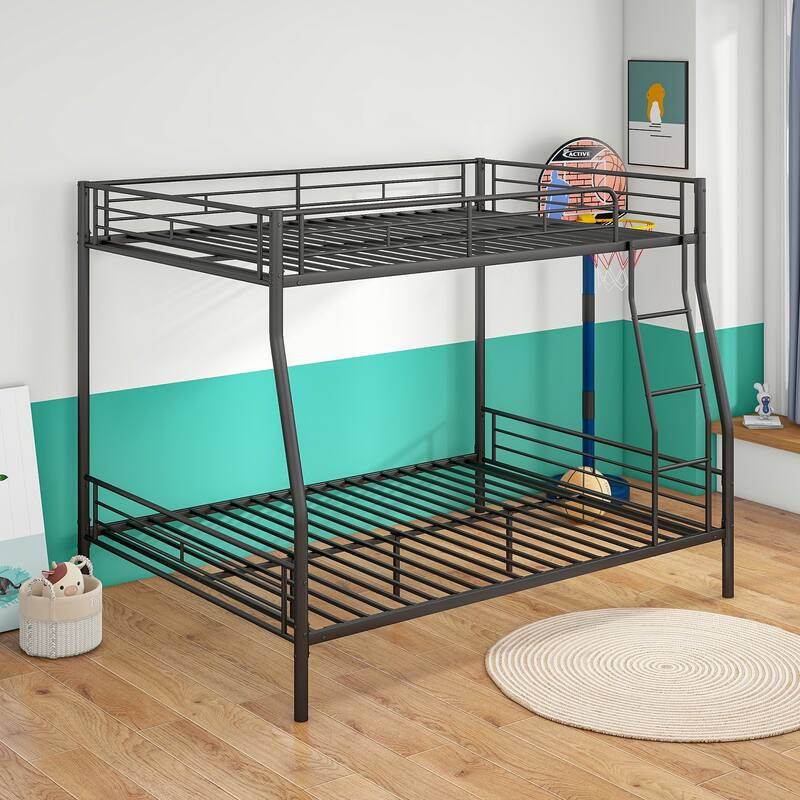 Sturdy Metal Full Over Queen Bunk Bed Frame, Noise-Free, No Box Spring Needed