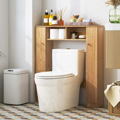 Over The Toilet Storage Cabinet Double Door Bathroom Storage Organizer