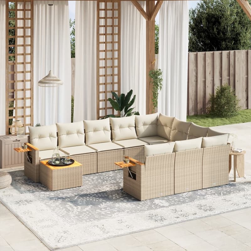 vidaXL Garden Sofa Set Black, Cream White - Beige and cream