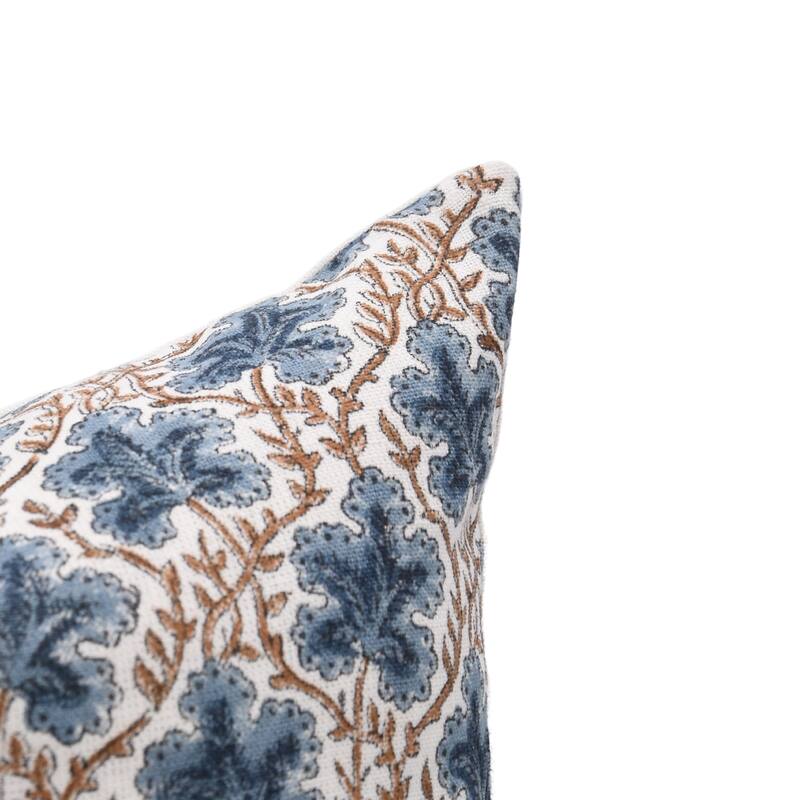 Fabdivine Floral Pillow Cover Heavy Linen Block Print for Living Room Chair Patio Office or Bedroom Decor, Manikarnika