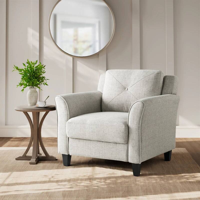 Microfiber Armchair with Button Tufted Back and Flared Arms - 31.5” D x 33.9” W x 32.7'' H