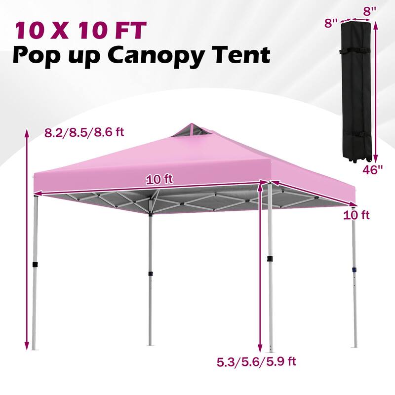 Gymax 10x10 FT Pop Up Canopy Tent 1-Person 1-Button Push Instant Setup