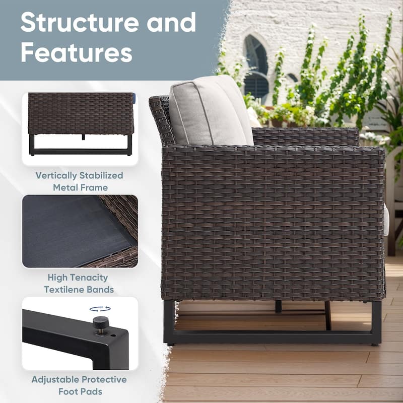 Outdoor Wicker Rattan Furniture with Fire Table