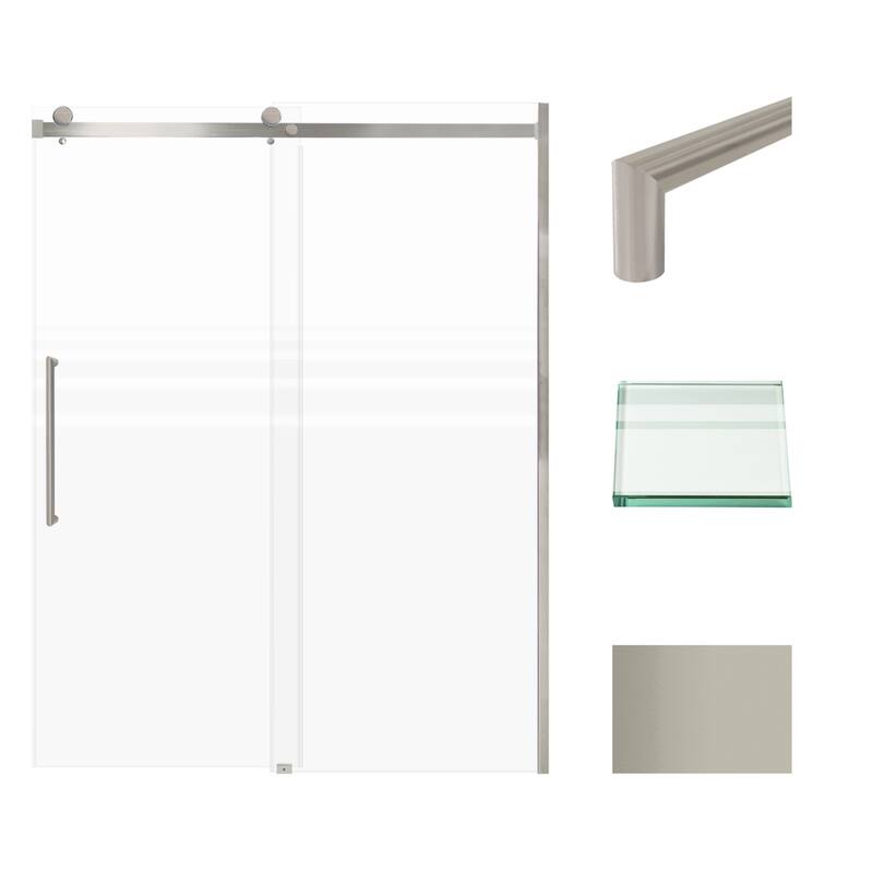 Transolid MBDT607608FL-T 76" High x 60" Wide Bypass Frameless Shower - Brushed Stainless