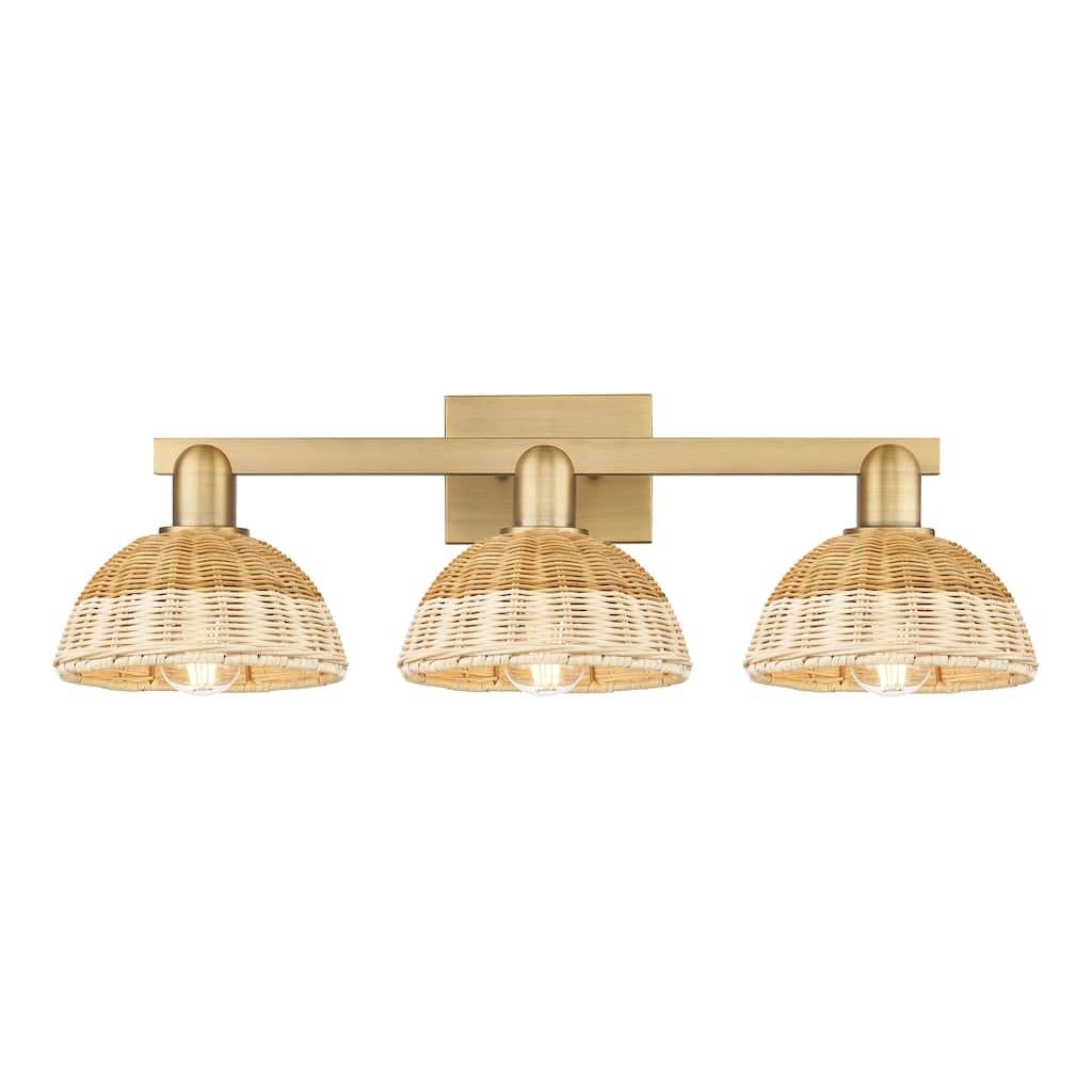 Innovations Lighting Downtown Urban - Natural Ballston Dome - 3 Light 26" Bath Vanity Light with Basketweave Shade