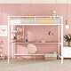 preview thumbnail 1 of 8, Useful Design Metal Loft Bed With Two Shelves and Built-in Dsek, Efficient space, Full Size, White White